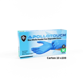 Apollo Touch Nitrile Gloves Blue Medium Ctn 10 x 100
