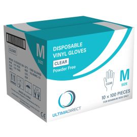 Vinyl Gloves Clear Medium P/F Ctn 10 x 100