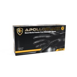 Apollo Nitrile Gloves Black Medium Box 100