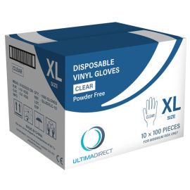 Vinyl Gloves Clear Extra Large P/F Ctn 10 x 100