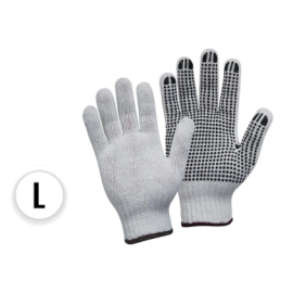 Poly Cotton Gloves Black Dots Large ctn 240 pr