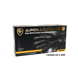 Apollo Nitrile Gloves Black Medium Ctn 10 x 100