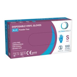 Vinyl Gloves Blue Small P/F Box 100