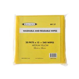 Raytex Viscose Wipes Yellow 38x38cm Pk12