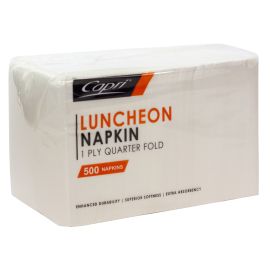 Napkins 1 Ply Qtr Fold White Luncheon  Ctn 3000