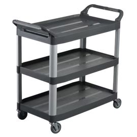 Utility Cart Large 3 Shelf Black