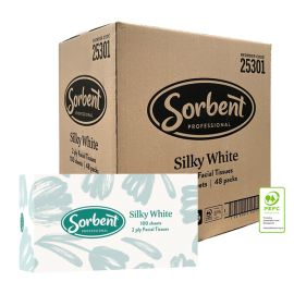 Sorbent Facial Tissue Silky White Box 100 ctn 48