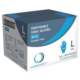 Vinyl Gloves Blue Large P/F Ctn 10 x 100