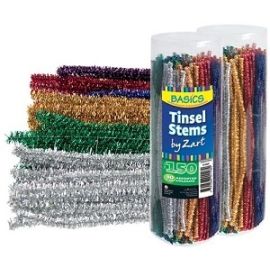 Chenille Stems Tinsel 6mm x 30cm Pk150