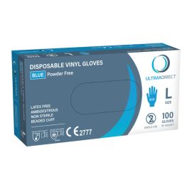 Vinyl Gloves Blue Large P/F Box 100
