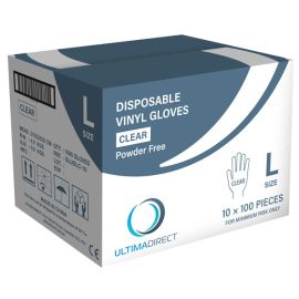 Vinyl Gloves Clear Large P/F Ctn 10 x 100
