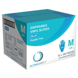 Vinyl Gloves Blue Medium P/F Ctn 10 x 100