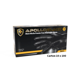 Apollo Nitrile Gloves Black Small Ctn 10 x 100
