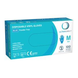 Vinyl Gloves Blue Medium P/F Box 100