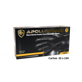 Apollo Nitrile Gloves Black Large Ctn 10 x 100