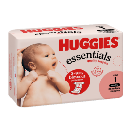 Huggies Essentials Nappies Newborn Size 1 (0-5kg) ctn 112