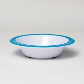 Junior Rimmed Melamine Bowl Cyan & White