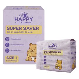 Happy Little Camper Nappies Newborn Size 1 Ctn100