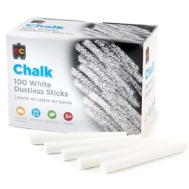 Chalk, White Dustless Sticks Pk100